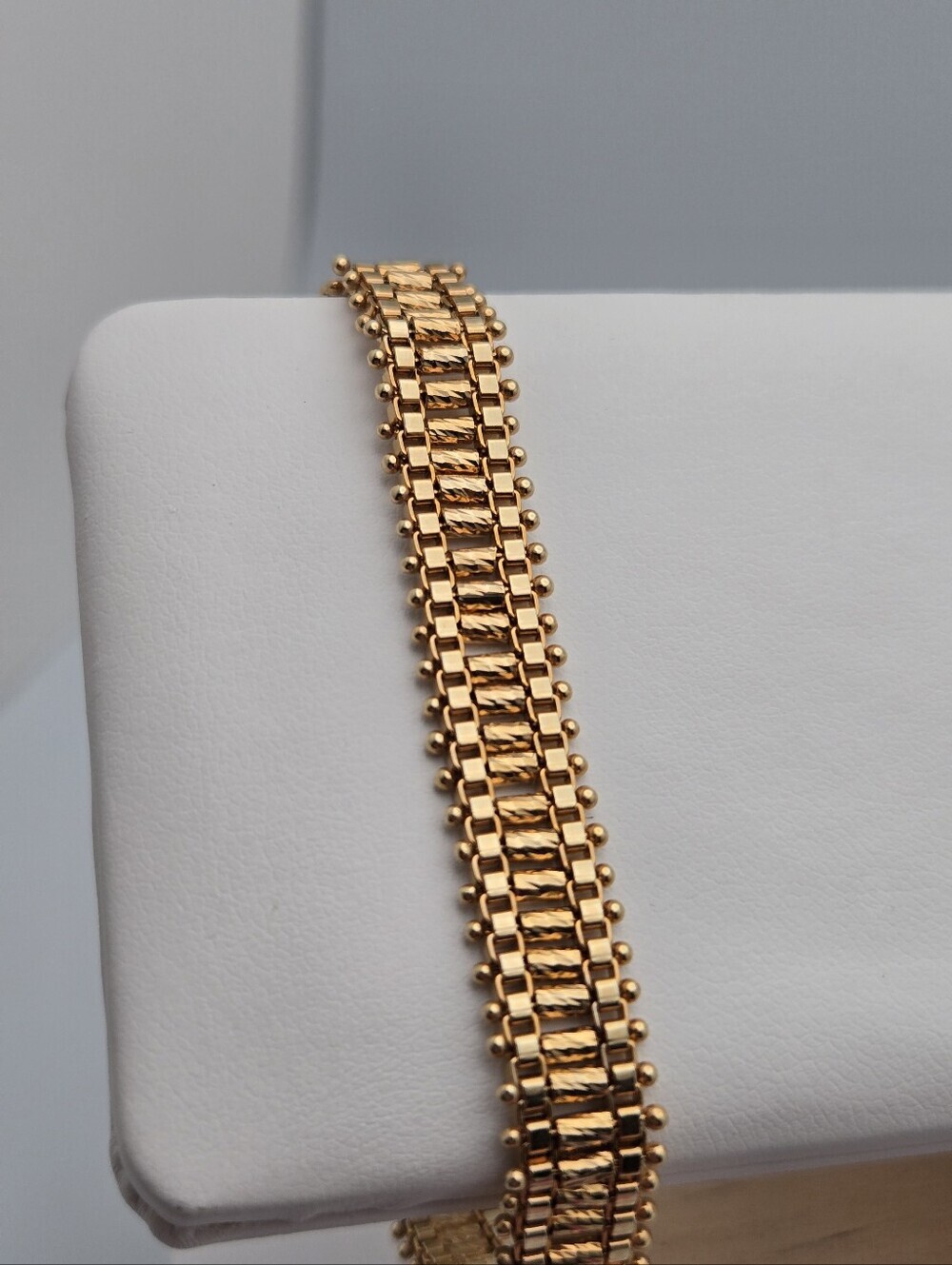 Vintage 1980s Gold Tone Bar Link Chain Bracelet 7.5"